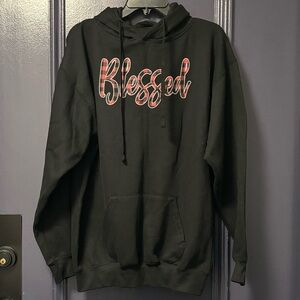 Love & Faith Hoodie Sweater Black Red Large P2P: 23”